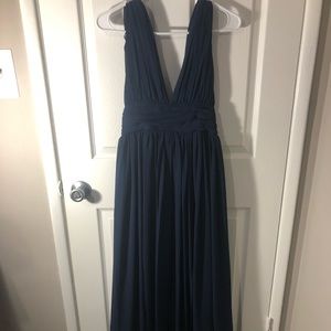 Navy blue plunge neck gown
